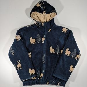 Vintage St. John's Bay Wildlife Fleece Women's Size Medium Bomber Jacket